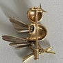 Ancien broche oiseau en or jaune 18k carats