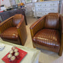 FAUTEUIL CLUB MODELE CANOE CUIR VINTAGE STYLE BATEAU ANNE DE BEJARRY