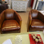 FAUTEUIL CLUB MODELE CANOE CUIR VINTAGE STYLE BATEAU ANNE DE BEJARRY