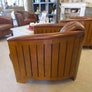 FAUTEUIL CLUB MODELE CANOE CUIR VINTAGE STYLE BATEAU ANNE DE BEJARRY